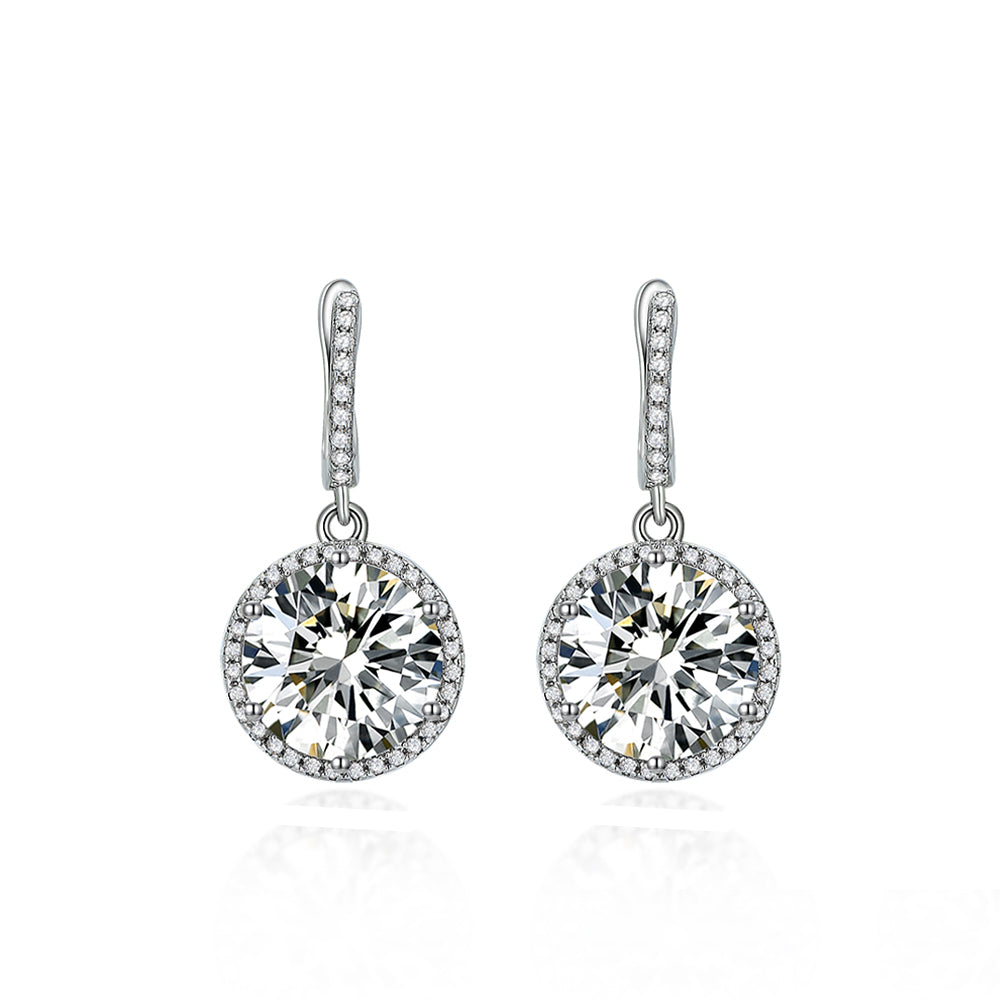 Perfect Halo 5 Carat Diamond Crystalline Earring Dangles