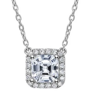 Classic Halo Asscher Cut 5 Carat Necklace
