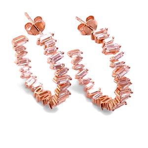1 Carat Diamond Crystalline Baguette Hoops